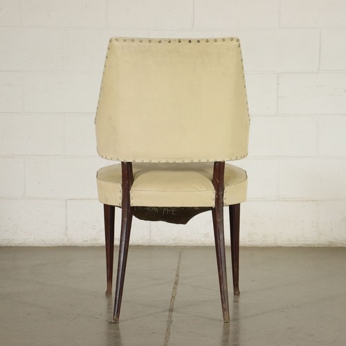 Elegante Sedia Vintage con Braccioli Skai Legno Tinto Design Anni 50 Italia - Foto 10 di 10