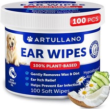 Dog Ear Wipes 100 ct Removes Wax and Dirt - Soothing Ear Cleaner Wipes for dogs