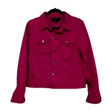 Talbots Pink Solid Jacket, Button Front, Pockets, Women's M, Long Sleeve