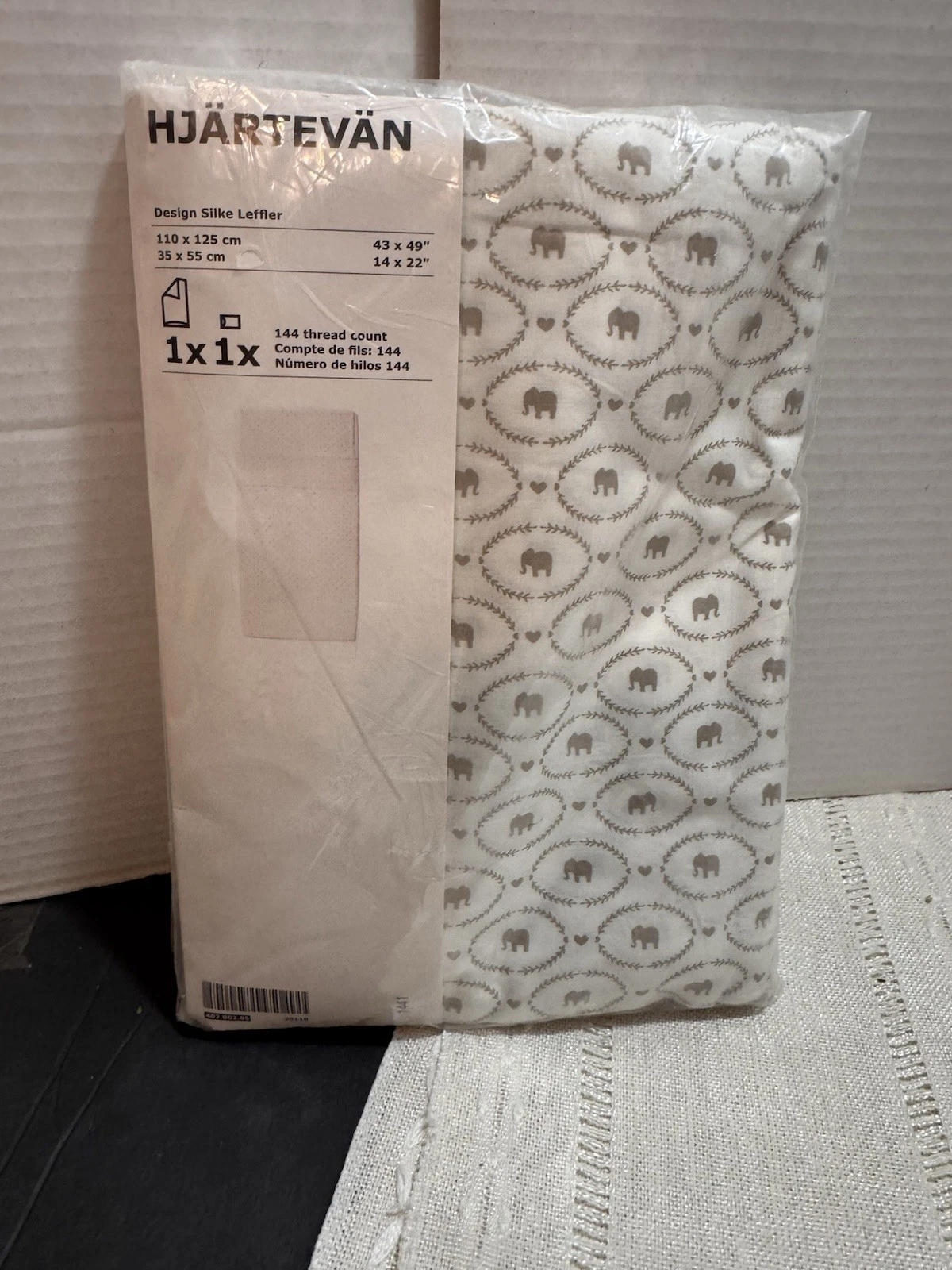 Ikea Hjartevan Crib Duvet Cover/Pillowcase Elephant Heart Bedding NEW