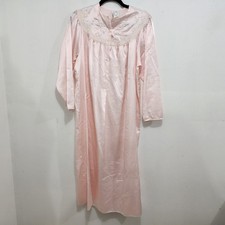 EVE STILLMAN Vintage Embroidered Lace Long Sleeve Pink Satin Nightgown Sz XS