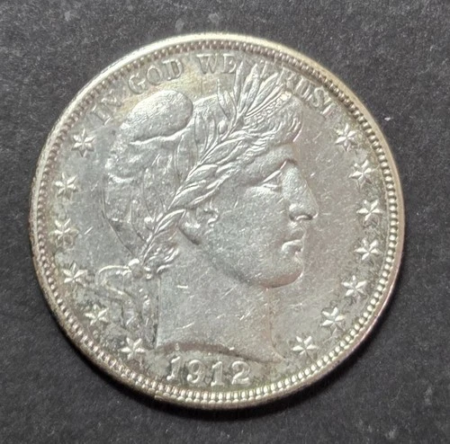 1912-D Barber Half Dollar, AU, Cleaned