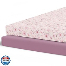 Pobibaby   2 Pack Pack N Play Sheets and Mini Crib Sheets Fitted, Premium Ult