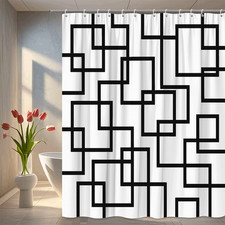 Stylish Black and White Shower Curtain with Modern Geometric Pattern