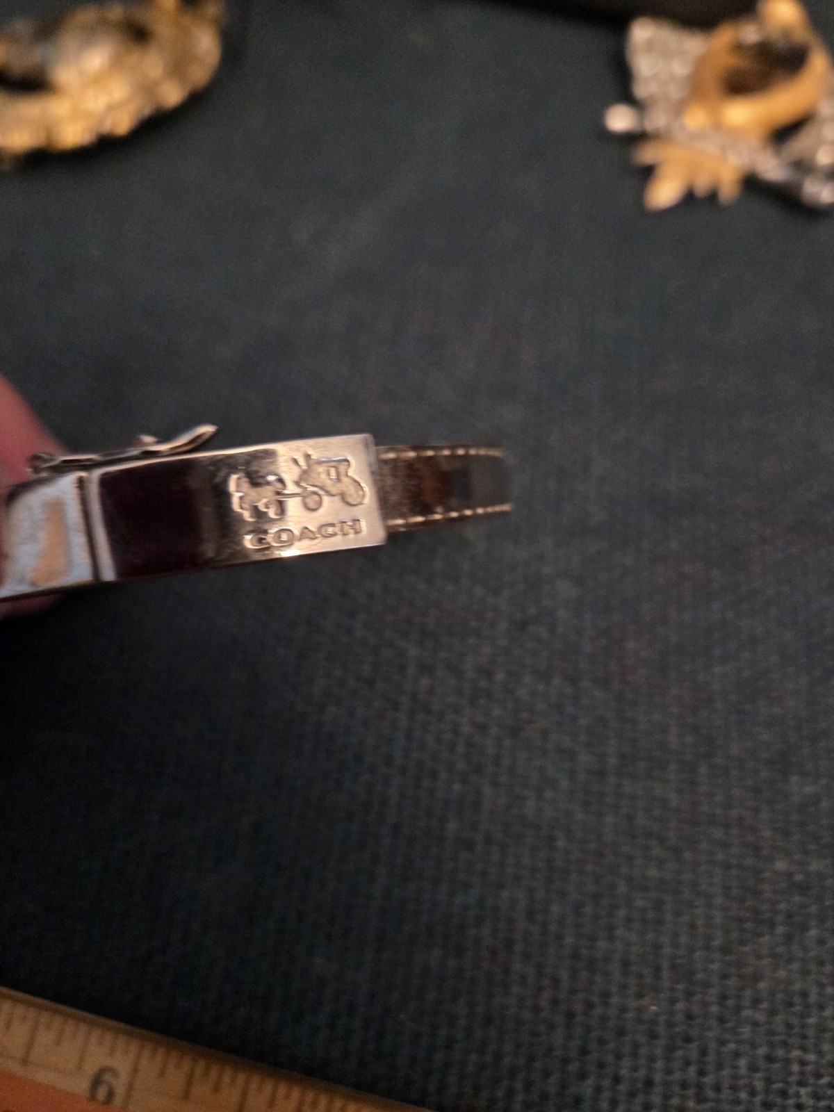 Vintage Coach Silvertone Solid Bangle Bracelet - image 6