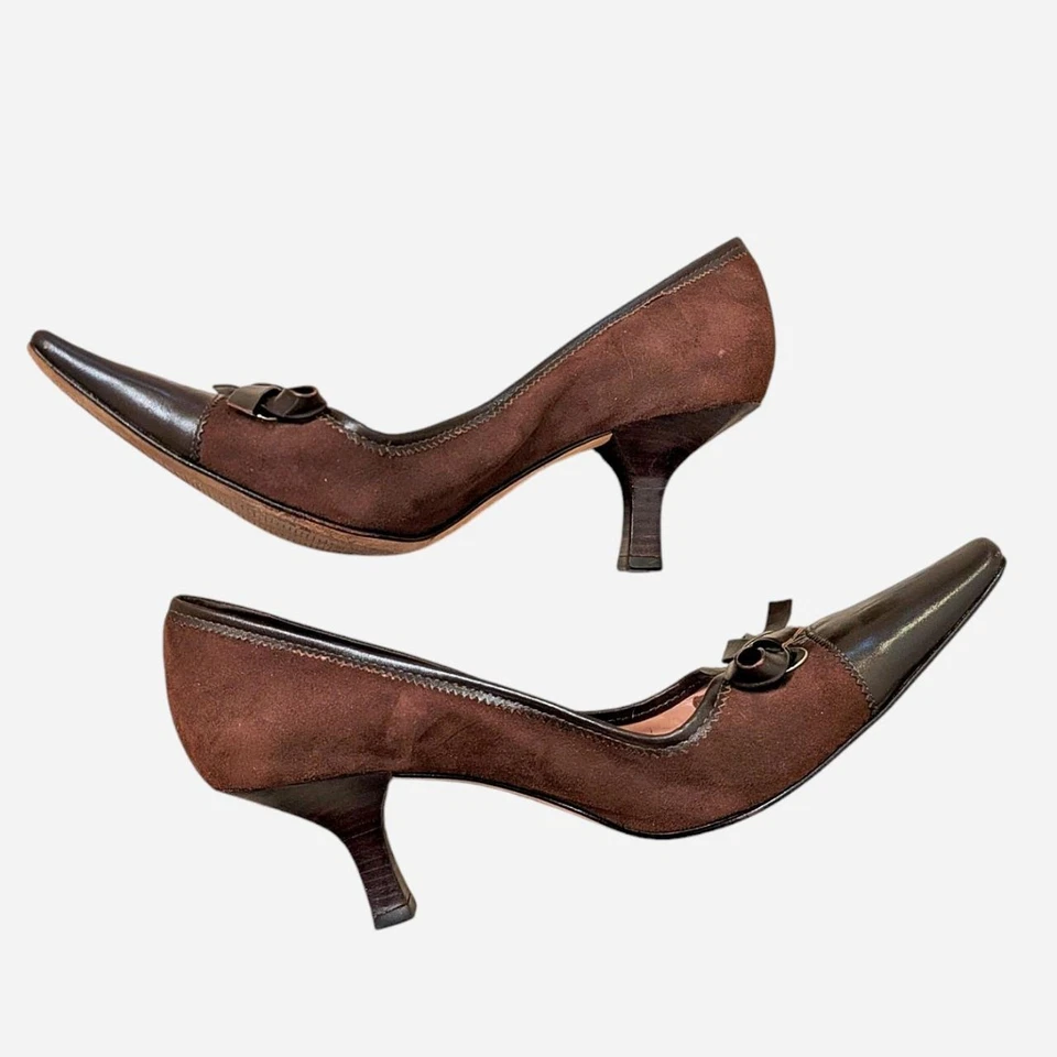 Gorgeous Vintage Unique Brown Leather Heels - Image 2 of 4