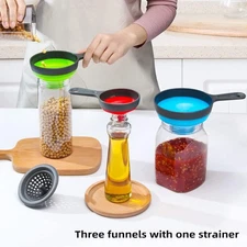 Funnel with Strainer for Kitchen Use, Silicone Funnels for Filling Bottles an...
