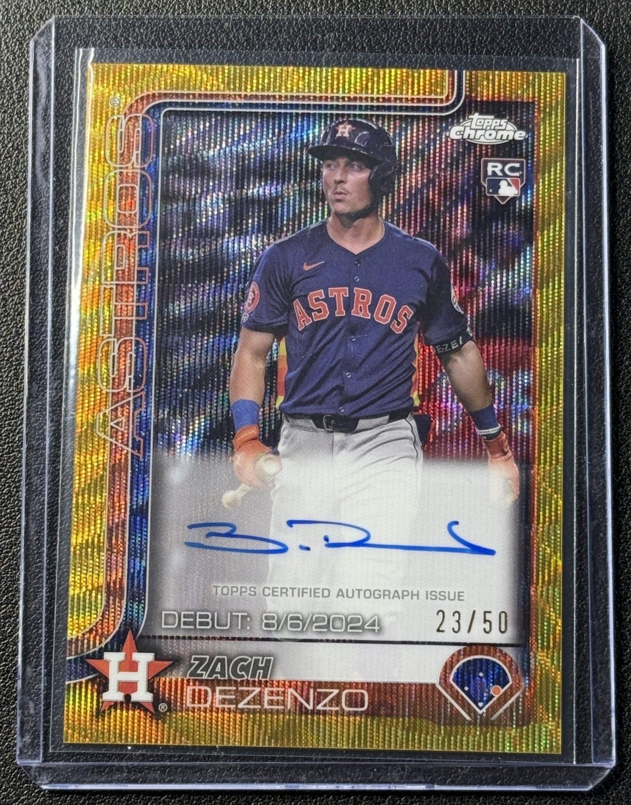 ZACH DEZENZO 2025 TOPPS CHROME ROOKIE DEBUT AUTO GOLD WAVE REFRACTOR RC 23/50