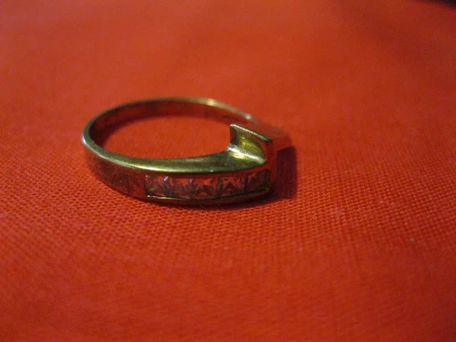 Vintage Ring, Sterling with clear stones gold-tone size 6.5