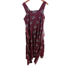 Herman Geist Sundress Zebra Print Sleeveless Casual Dress Maroon Size 14 Vintage