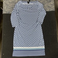 Ann Taylor Dress womens XSP Petite Blue White nautical Sea AOP pattern
