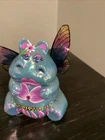 Fenton Glass Georgia Blue Satin Irridized  Hippo Figurine Mosser Made.  2023