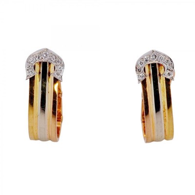 Cartier 2C Three-Color Earrings in 18K Yellow Gold, White Pink Gol... GZl1dajc