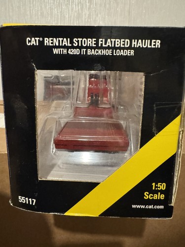 Norscot 1:50 CAT RENTAL STORE FLATBED HAULER IN ROT Hinweis ohne Baggerlader 02 - Bild 5 von 6