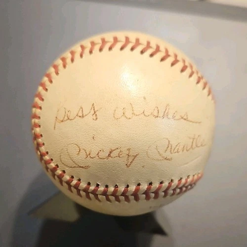 Mickey Mantle New York Yankees Baseball Signed Ball 'Best Wishes' Autograph