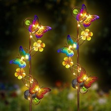 JJALIGHTS Solar Gartenleuchte 2 Paket Schmetterling Solar Au&szlig;enleuchten