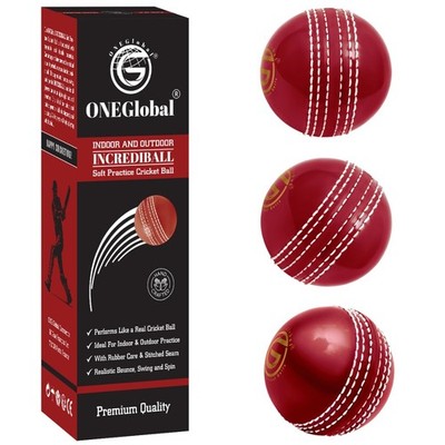 Soft Rubber Cricket Ball for Practice | Outdoor & Indoor pkg of 3, 3-Red 