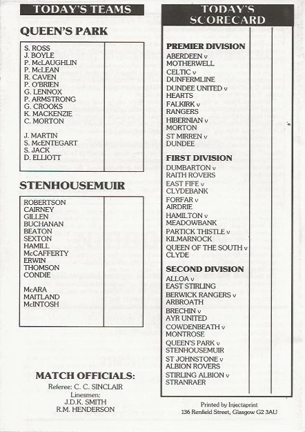 Queens Park v Stenhousemuir Scottish League Second Division 7th May 1988 - Image 2 of 4