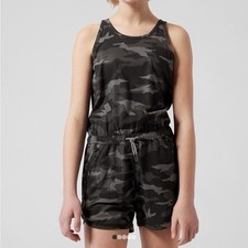 Athleta Girl Romper Camo Print Size XL 14 Gray Black Girls
