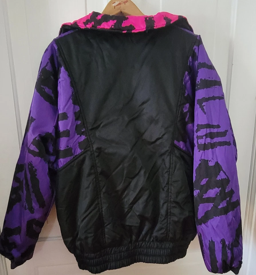 Vintage 80s Snuggler Ski Wear Seattle Jacket Reversable Neon Pink Purple Large - Image 2 of 4