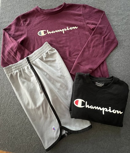 LOT OF 3 Boys Champion Athletic Wear T-Shirts Shorts Long/Short Sleeve XL 18/20