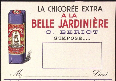 Vintage FRENCH BILLHEAD RECEIPT Blank La Chicoree Extra a la Belle Jardiniere