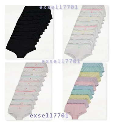 Girls 10 Pack Shorts Knickers Kids Underwear 100% Cotton George 4-16 Years