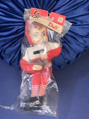Vintage 1950s Elf Pixie Knee Hugger Alabama Football Colors Player Doll Japan
