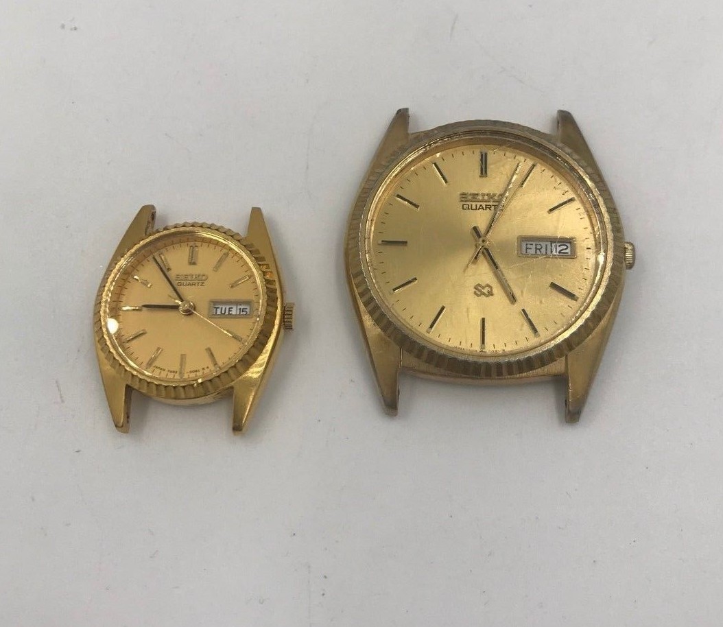 2 Seiko Watches 5H23-8029 / 7N83-0041 Quartz DayDate Men's