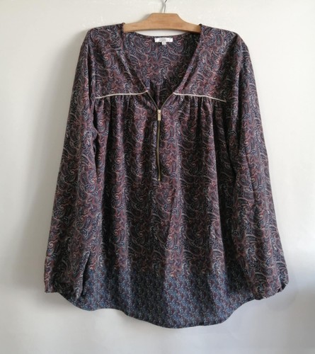 Blouse bleu marine à fleurs polyester T48 Modavista (2504013)