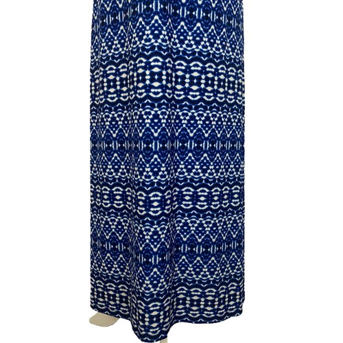 ELLEN WEAVER | NWT Blue White Abstract Sleeveless Stretch Maxi Summer Dress Sz S - Picture 3 of 12