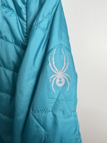 Spyder Girls Puffer Jacket Size XL (18 Girls) Aqua /Purple - Picture 4 of 13