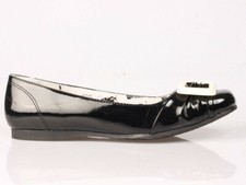 UNDERGROUND WOMENS BLACK PATENT 60s RETRO BUCKLE FLAT SHOES Sidney X2A Size UK 4