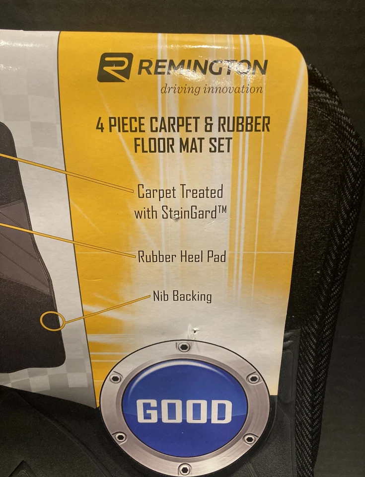 Remington Driving Innovation 4 Piece Carpet & Rubber Floor Mat Set Staingard - Image 2 of 4