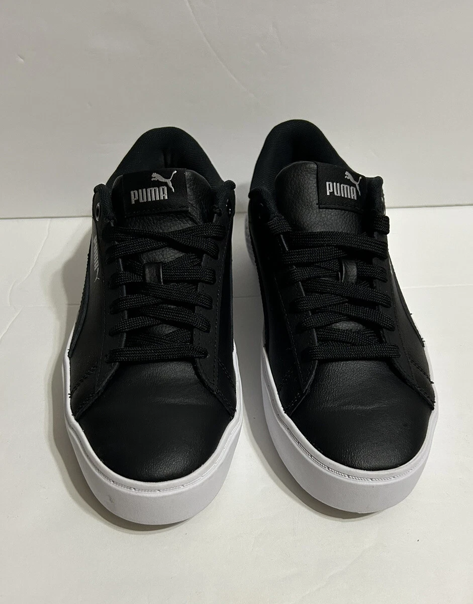 PUMA Women s Sneakers Size 7.5 Leather Platform Black And White Soft foam
