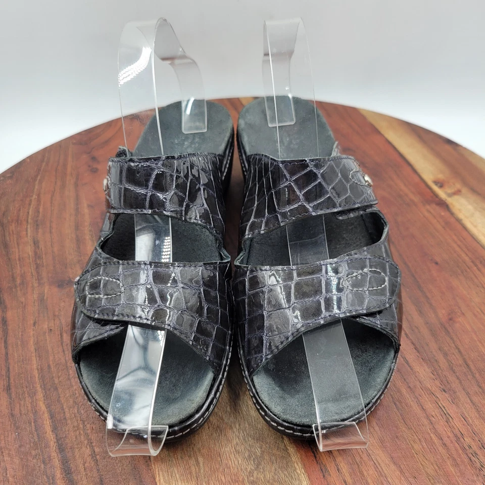 Spring Step Palazzo Sandals Women's 39 / 8.5 Black Patent Leather Comfort Wedge - Image 3 of 4