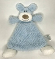 Nat Jules Blue Puppy Plush Dog Baby Security Blanket Rattle Lovey Triangle 12"