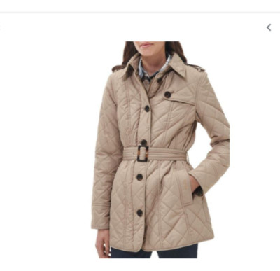 BARBOUR Tummel Belted Quilted Jacket MSRP$380 in Light Trench