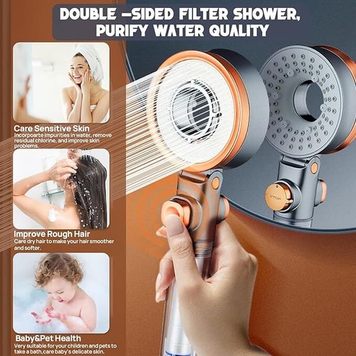 3 Modes High Pressure Hand Shower Head Adjustable Pressurized Powerful Sprayer - Picture 3 of 13