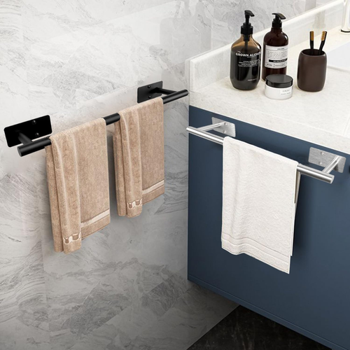 Self Adhesive Bath Towel Bar, Stainless Steel Towel Racks for Bathroom No Drilli - Picture 2 of 8