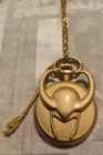 MARVEL LOKI  ACCUTIME POCKET WATCH NECKLACE GOLDTONE HELMET