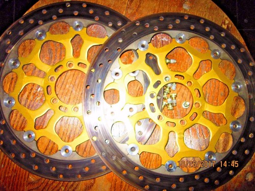 DUCATI OEM BREMBO (snowflake) FRONT BRAKE ROTORS 90-2007 996 998 includes bolts - Picture 4 of 11