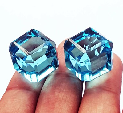 Brazilian Blue Topaz Würfel 90+ Ct GGL Zertifiziert Lose Edelstein