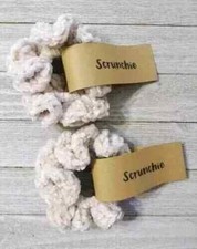 crochet handmade hair scrunchies velvet pony tail holder cream sandy 2pc
