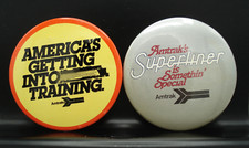 2 Vintage Amtrak Superliner & Getting into Training Railroad Buttons 1980's