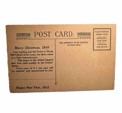 1910 Blessings Christmas Republic St. Louis Advertisement Ad Postcard Unposted - Picture 4 of 6
