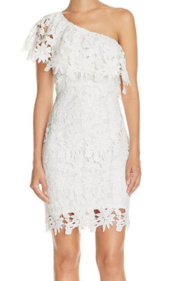open lace back dress Charmed One Shoulder Midi Dress main image 0