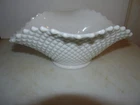 Vintage Westmoreland English Hobnail Milk Glass Oval Bowl, Diamond Point Pattern