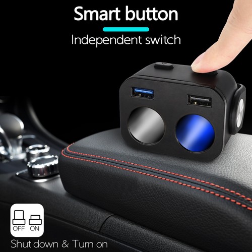 Car Cigarette Lighter Socket Splitter Power Adapter Dual USB Charger 2-Way 3 12V - Picture 6 of 11