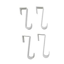4-Pack White Plastic Over The Door Hooks 4.5 in. for Hanging Clothes & Towels